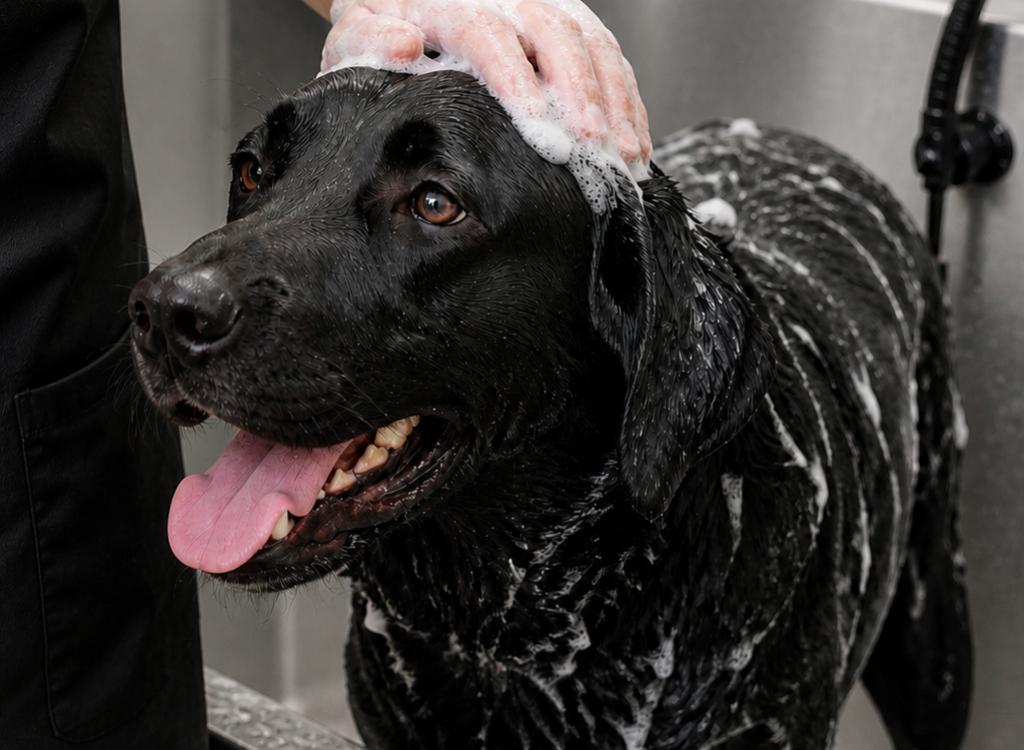 Dog in wash